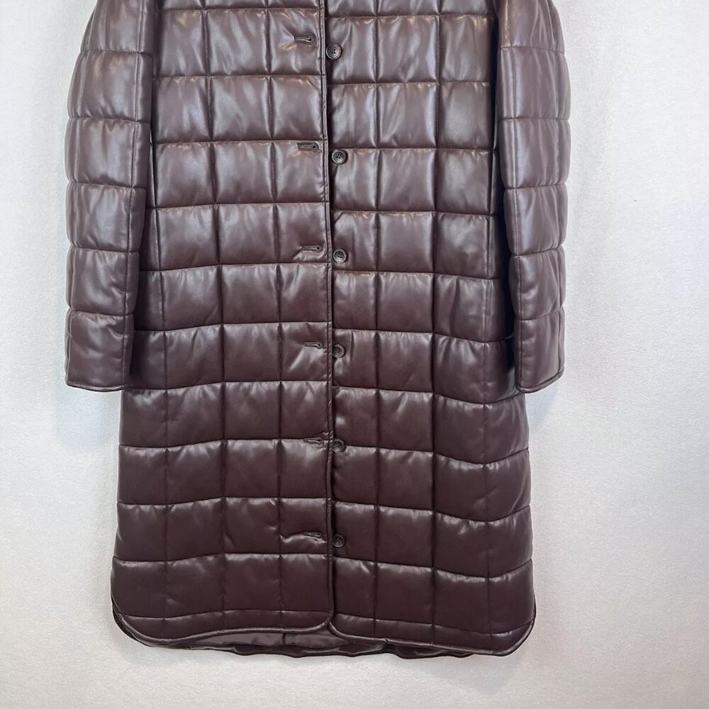 Calvin Klein Quilted Faux Leather Puffer Coat NWT Size XL Coffee Bean Brown - Picture 5 of 11
